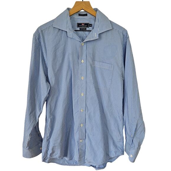 Vineyard Vines Cooper Stripe Button Front Shirt Men's M‎ Blue White Long Sleeve - Picture 1 of 6